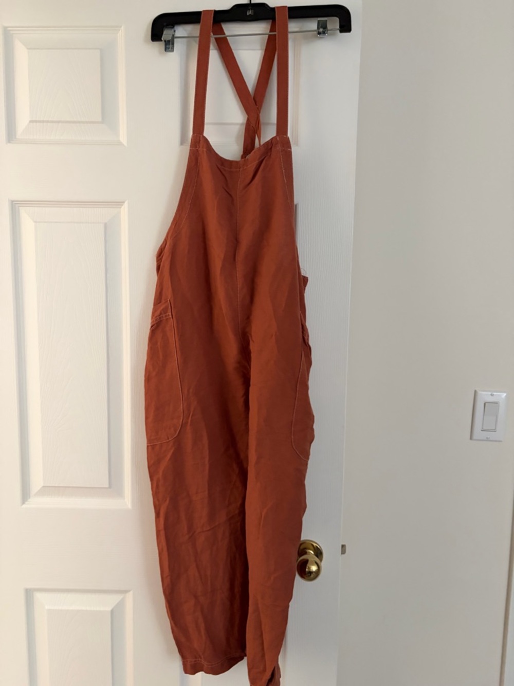 Rust-Colored Crossback Overalls